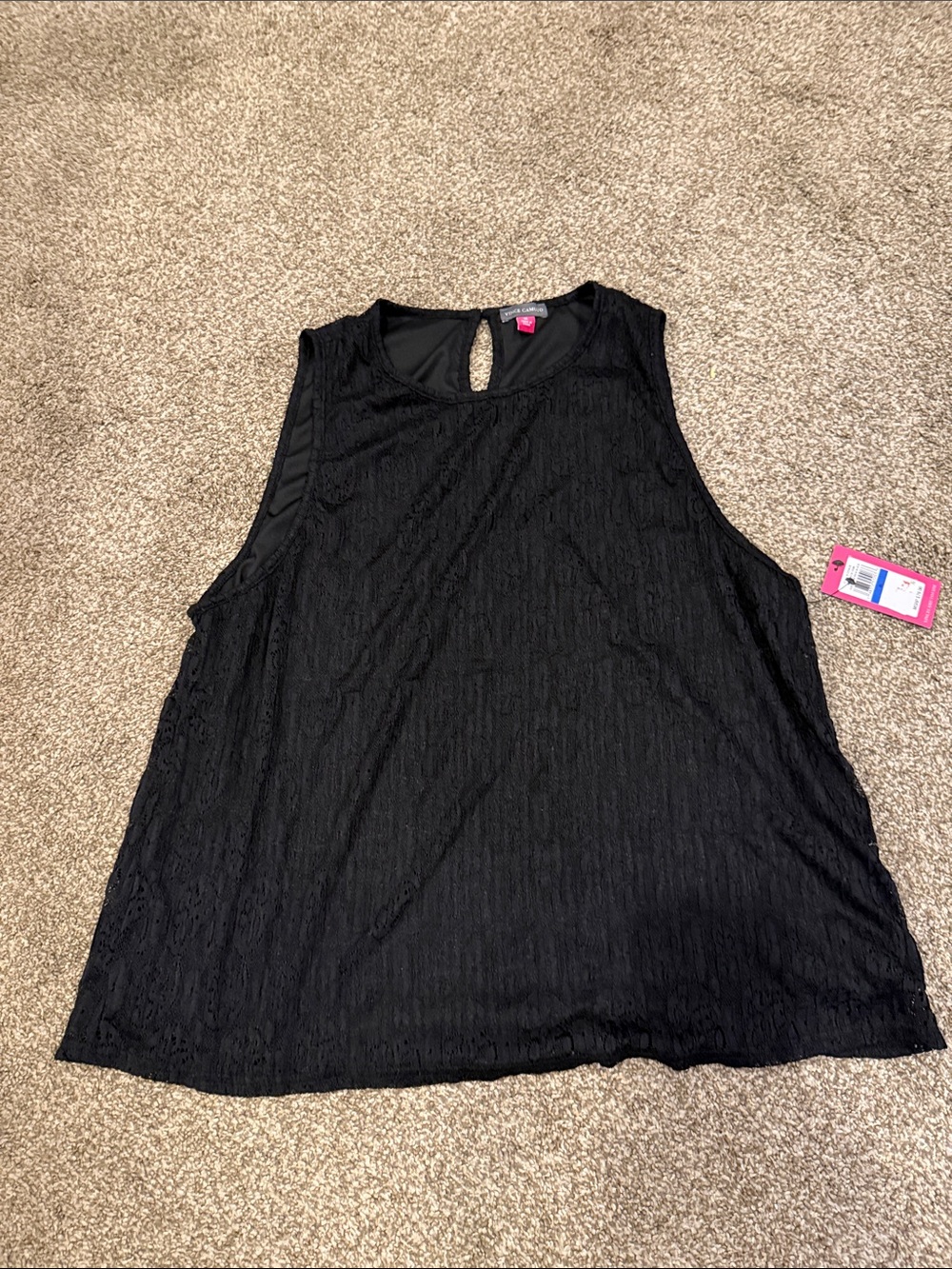Vince Camuto Black Sleeveless Lace Tank Top